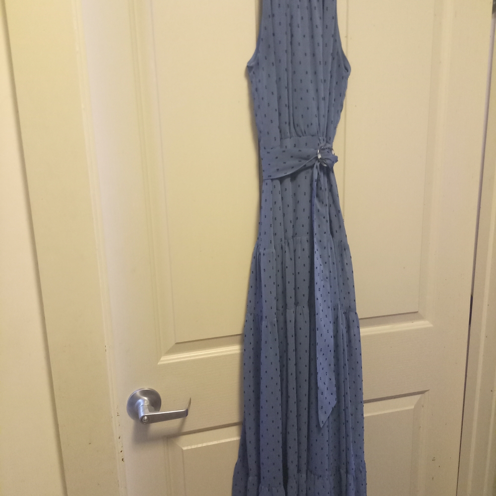 Chic Sleeveless Blue Maxi Dress